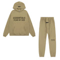 Fear Of God Essentials Double Line Plush Hoodie & Jogger Tracksuit Set Khaki