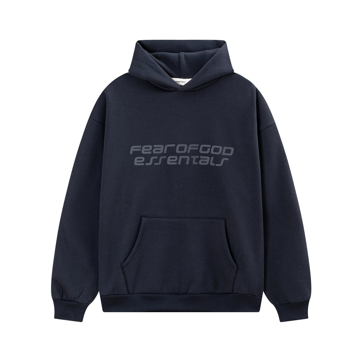 Fear Of God Essentials Silicone Letter Pullover Hoodie Navy