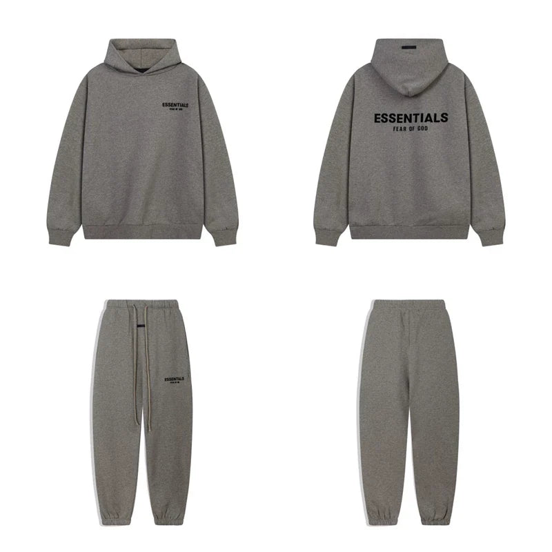Fear Of God Essentials Hoodie Sweatpants Tracksuit Set Medium Heather Grey