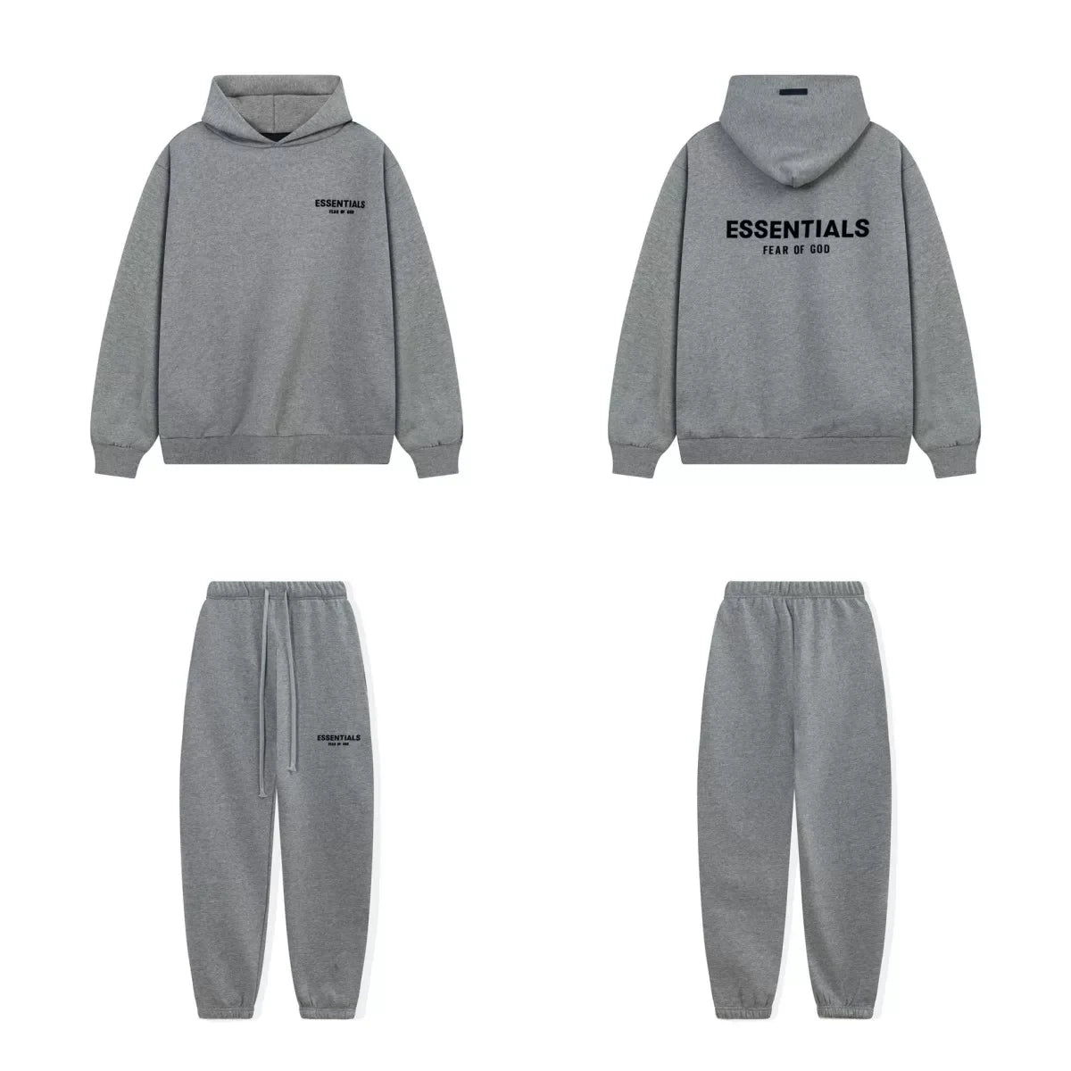 Fear Of God Essentials Hoodie Sweatpants Tracksuit Set Dark Heather Grey