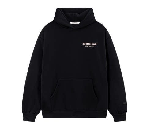 Fear Of God Essentials Hot Stamped Double Line Pullover Hoodie Black