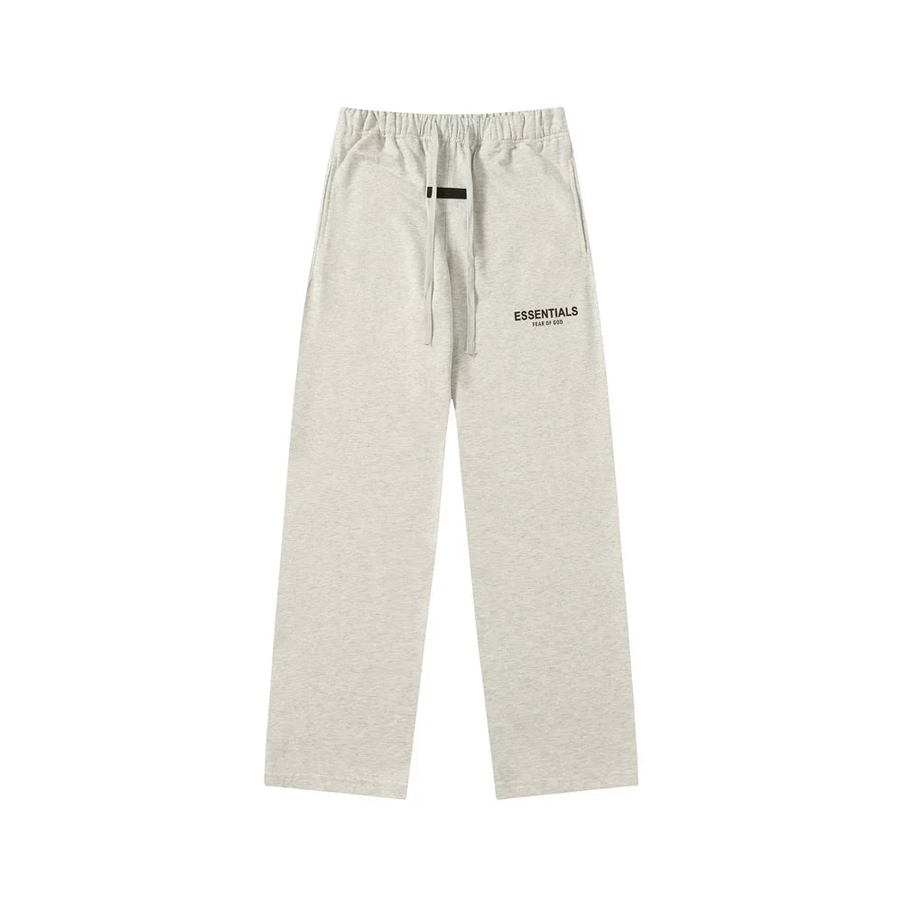 Fear Of God Essentials Logo Wide‑Leg Sweatpants Light Oat Heather