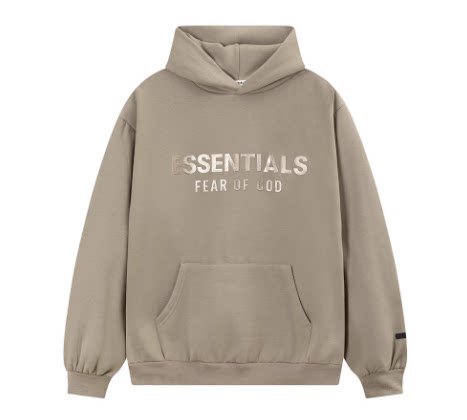 Fear Of God Essentials Hot Stamped Large Logo Pullover Hoodie Taupe