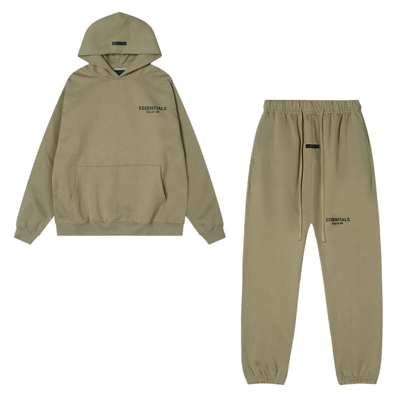 Fear Of God Essentials Hoodie & Jogger Tracksuit Set Khaki