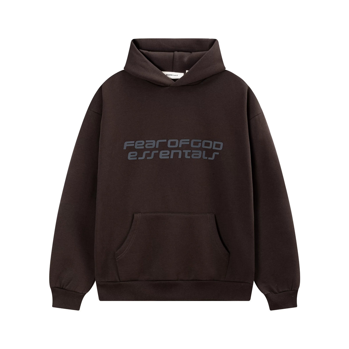 Fear Of God Essentials Silicone Letter Pullover Hoodie Dark Brown