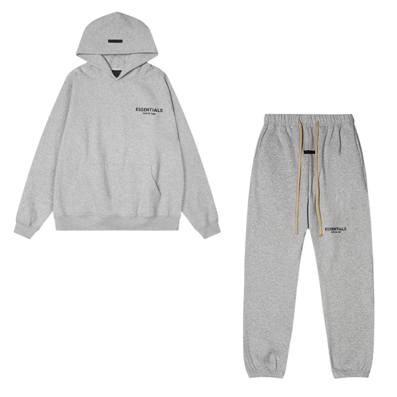 Fear Of God Essentials Hoodie & Jogger Tracksuit Set Light Heather Grey